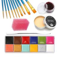 🎃 ccbeauty sfx makeup kit: professional 12 color face paint with special effects for halloween and stage makeup - includes wound scar wax, fake scab blood, brushes, spatula, and stipple sponge logo