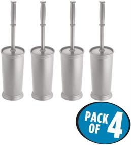 img 3 attached to 🚽 mDesign Compact Freestanding Plastic Toilet Bowl Brush and Holder - Space Saving, Sturdy, Deep Cleaning - 4 Pack Silver