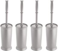 🚽 mdesign compact freestanding plastic toilet bowl brush and holder - space saving, sturdy, deep cleaning - 4 pack silver logo