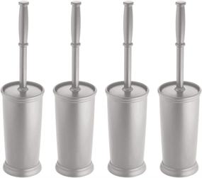img 4 attached to 🚽 mDesign Compact Freestanding Plastic Toilet Bowl Brush and Holder - Space Saving, Sturdy, Deep Cleaning - 4 Pack Silver