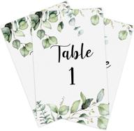 🌿 26 pieces greenery eucalyptus wedding table numbers cards set 1-25 + head table | double-sided party decorations for reception, baby shower, anniversary, birthday, bridal party logo