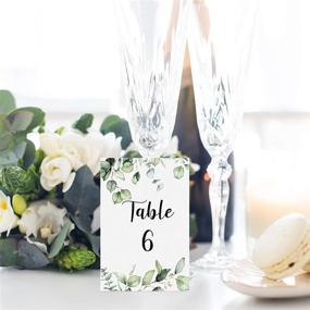 img 1 attached to 🌿 26 Pieces Greenery Eucalyptus Wedding Table Numbers Cards Set 1-25 + Head Table | Double-Sided Party Decorations for Reception, Baby Shower, Anniversary, Birthday, Bridal Party