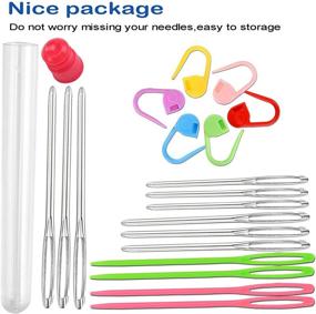 img 2 attached to Complete 26-Piece Sewing and Knitting Kit: Includes 9 Large-Eye Blunt Yarn Needles, 4 Plastic Weaving Needles, and 12 Colorful Knitting Crochet Locking Counter Stitch Needles - Perfect for Crochet Projects
