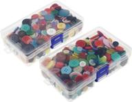 🎨 resin craft buttons 1000 pieces: round assorted colors & sizes with clear plastic storage boxes - ideal for sewing, diy crafts, children's manual button painting logo