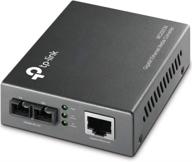 tp-link gigabit fiber media converter: sfp to rj45, 10/100/1000mbps rj45 port, 1000base-sx multi-mode fiber (mc200cm) black logo