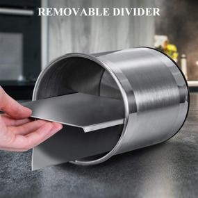 img 1 attached to 🍴 Large Stainless Steel Kitchen Utensil Holder with Removable Divider, 360° Rotating Countertop Organizer Caddy, Weighted Base (Utensils Not Included)