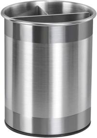 img 4 attached to 🍴 Large Stainless Steel Kitchen Utensil Holder with Removable Divider, 360° Rotating Countertop Organizer Caddy, Weighted Base (Utensils Not Included)