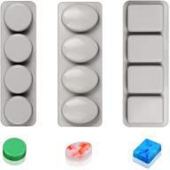 versatile 3-piece silicone soap molds set for soap making and candle crafting - round, oval, and rectangle shapes logo