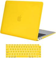 mosiso macbook air 13 inch case 2020 2019 2018 release a2337 m1 a2179 a1932 retina display, protective yellow plastic hard shell case & keyboard cover skin, compatible with touch id logo