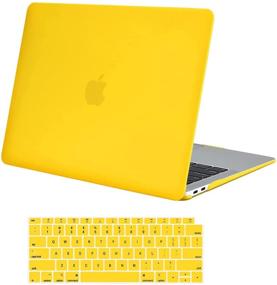 img 4 attached to MOSISO MacBook Air 13 inch Case 2020 2019 2018 Release A2337 M1 A2179 A1932 Retina Display, Protective Yellow Plastic Hard Shell Case & Keyboard Cover Skin, Compatible with Touch ID