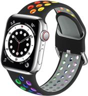 muranne спортивный браслет: совместимый для apple watch 38мм-45мм, дышащий мягкий силиконовый ремешок для женщин и мужчин - iwatch se series 7-1 логотип