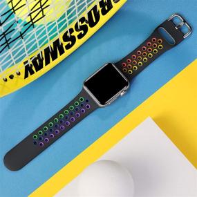 img 3 attached to 🏃 Muranne Sport Band: Compatible for Apple Watch 38mm-45mm, Breathable Soft Silicone Strap for Women & Men - iWatch SE Series 7-1