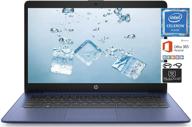 hp 14 inch hd laptop, intel celeron n4000 up to 2.6 ghz, 4gb ddr4, 64gb emmc storage, wifi , webcam, hdmi, bluetooth, 1 year microsoft 365, windows 10 s, blue + hubxcel cables - 2021 latest edition logo