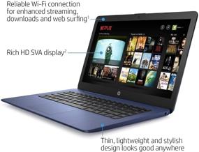 img 2 attached to HP 14 inch HD Laptop, Intel Celeron N4000 up to 2.6 GHz, 4GB DDR4, 64GB eMMC Storage, WiFi , Webcam, HDMI, Bluetooth, 1 Year Microsoft 365, Windows 10 S, Blue + Hubxcel Cables - 2021 Latest Edition