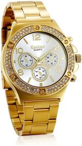 img 4 attached to JewelryWe Stainless Rhinestones Accented Watches Women's Watches