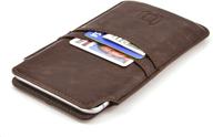 📱 dockem provincial wallet sleeve for iphone 12 pro max, 11 pro max, xs max, 8 plus, 7 plus, 6/6s plus - vintage brown synthetic leather pouch cover with two credit card holder slots logo