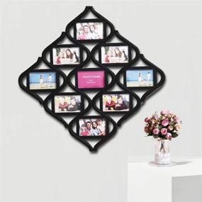 img 2 attached to 🖼️ Enhance Your Wall Décor with the Elegant Mkun 4x6 Wall Photo Frame Collage - Stunning Diamond-shaped Wall Hanging Picture Frame Collage, Featuring 9 Openings in Sleek Black Design