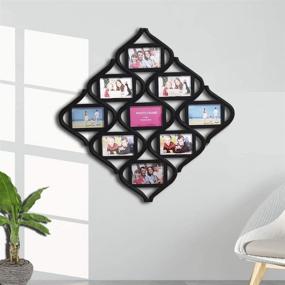 img 1 attached to 🖼️ Enhance Your Wall Décor with the Elegant Mkun 4x6 Wall Photo Frame Collage - Stunning Diamond-shaped Wall Hanging Picture Frame Collage, Featuring 9 Openings in Sleek Black Design