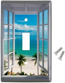 img 3 attached to 🏝️ Tropical Vacation Beach Ocean Window View Plastic Wall Decor Toggle Light Switch Plate Cover - Enhance Your Walls with Breathtaking Graphics!