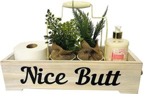 img 2 attached to 🚽 Enhance Your Bathroom with the Farmhouse Bathroom Decor Box - Charming Rustic Shabby Chic Design featuring 'Nice Butt' and 'Hello Sweet Cheeks' Quotes - Convenient Toilet Tank Accessories Holder in Rustic White