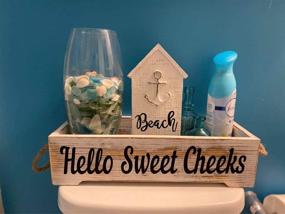 img 1 attached to 🚽 Enhance Your Bathroom with the Farmhouse Bathroom Decor Box - Charming Rustic Shabby Chic Design featuring 'Nice Butt' and 'Hello Sweet Cheeks' Quotes - Convenient Toilet Tank Accessories Holder in Rustic White