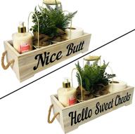 🚽 enhance your bathroom with the farmhouse bathroom decor box - charming rustic shabby chic design featuring 'nice butt' and 'hello sweet cheeks' quotes - convenient toilet tank accessories holder in rustic white logo