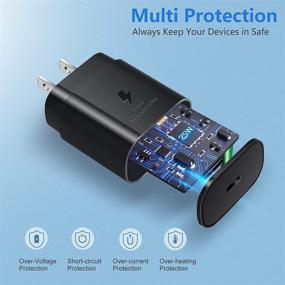 img 1 attached to 🔌 2-пак USB C Зарядное устройство для стены с 25W PD адаптером питания и 3-пак USB C кабеля C (6фт+6фт+1,5фт) - совместимо с Samsung Galaxy S21/S21/S20+/Ultra/FE, Note 20/10+, iPhone 12/12 Pro Max (Черный)