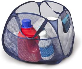 img 4 attached to 🧺 Smart Design Deluxe Mesh Pop Up Laundry Basket Hamper - Durable with Side Pockets, Handles, and Collapsible Design - Holds 2 Loads - Blue, 17 x 14 Inch