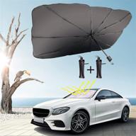 🌞 car sunshade windshield, 2-pack brella shield sunshades icnice heat uv reflecting umbrella interior protector automotive sun protection foldable front shade, m&l size - fits most vehicles logo