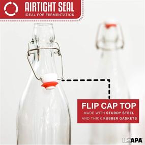 img 1 attached to 🍺 32oz Clear Swing Top Glass Beer Bottles for Home Brewing - Carbonated Beverages, Kombucha, Kefir, Sodas, Juices - Fermentation, 6-Pack Glass Bottles with Airtight Rubber Seal Caps