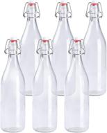 🍺 32oz clear swing top glass beer bottles for home brewing - carbonated beverages, kombucha, kefir, sodas, juices - fermentation, 6-pack glass bottles with airtight rubber seal caps logo