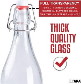 img 2 attached to 🍺 32oz Clear Swing Top Glass Beer Bottles for Home Brewing - Carbonated Beverages, Kombucha, Kefir, Sodas, Juices - Fermentation, 6-Pack Glass Bottles with Airtight Rubber Seal Caps