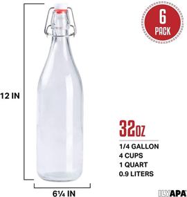 img 3 attached to 🍺 32oz Clear Swing Top Glass Beer Bottles for Home Brewing - Carbonated Beverages, Kombucha, Kefir, Sodas, Juices - Fermentation, 6-Pack Glass Bottles with Airtight Rubber Seal Caps