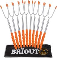 🌭 briout 10-pack extra long 45’’ stainless telescoping marshmallow roasting sticks - kids safe barbecue forks for campfire, bonfire, and grill (hot dogs & s'mores skewers) logo