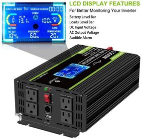 img 3 attached to 🔌 Novopal 1500W Pure Sine Wave Power Inverter - DC 12V to 110V/120V Converter with 4 AC Outlets, USB Port, Remote Control, LCD Display, Dual Cooling Fans - Ideal Inverter for CPAP, RV, and Cars