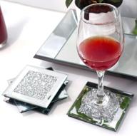 gimorrto glass mirrored coaster 4 pack for stylish tabletop decor - crushed diamond cup mats for restaurants, kitchens, bars, and dining tables (4x4) logo