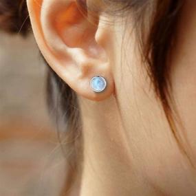 img 1 attached to 🌙 925 Hypoallergenic Sterling Silver Moonstone Stud Earrings for Women and Girls - Cute 5mm Natural Moonstone Minimalist Jewelry for Valentines Day, Birthday Gift. Comes with Gift Box.