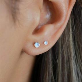 img 2 attached to 🌙 925 Hypoallergenic Sterling Silver Moonstone Stud Earrings for Women and Girls - Cute 5mm Natural Moonstone Minimalist Jewelry for Valentines Day, Birthday Gift. Comes with Gift Box.