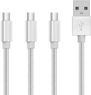 🔌 3 пакета usb-c кабелей talkworks (6 футов) - премиальные плетеные зарядные устройства для andриод телефонов samsung galaxy s20/s10/s9/s8, note, lg, pixel, nintendo switch - серебро. логотип