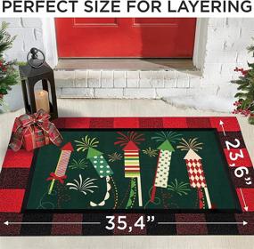 img 3 attached to 🎄 Outdoor Christmas Door Mat - Buffalo Plaid Rug 23x36 - Welcome Mats for Front Door - Outdoor Christmas Decorations - Red Christmas Rug