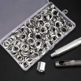 img 1 attached to 🛠️ 1/2 Inch Grommet Tool Kit - 100 Sets Grommets Eyelets with Install Tool Kit - Craft Making, Repair, and Decoration - Silver, 1/2 Inch Inside Diameter