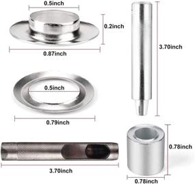 img 3 attached to 🛠️ 1/2 Inch Grommet Tool Kit - 100 Sets Grommets Eyelets with Install Tool Kit - Craft Making, Repair, and Decoration - Silver, 1/2 Inch Inside Diameter