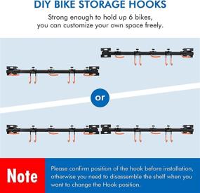 img 3 attached to 🚲 Ikkle Adjustable Bike Storage Rack | Vertical Cycling Hanger for Garage or Home | Secure Hook Holder for Road or Mountain Bicycles | Holds 4-6 Bikes | 2-Pack