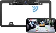 📷 ip69 waterproof wifi backup camera - license plate frame camera for cars, trucks, vans, pickups, suvs, iphone/android phone compatible, night vision, guide lines on/off logo