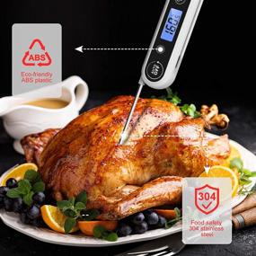 img 1 attached to 🌡️ Waterproof Instant Read Meat Thermometer with Backlight - Kitchen Digital Candy Thermometer for Cooking, BBQ, Grill, Baking, Water, Milk, Smoker, Oil, Deep Fry, Liquids, Turkey (White)