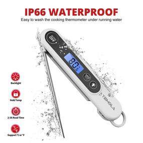 img 2 attached to 🌡️ Waterproof Instant Read Meat Thermometer with Backlight - Kitchen Digital Candy Thermometer for Cooking, BBQ, Grill, Baking, Water, Milk, Smoker, Oil, Deep Fry, Liquids, Turkey (White)