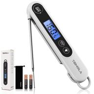 🌡️ waterproof instant read meat thermometer with backlight - kitchen digital candy thermometer for cooking, bbq, grill, baking, water, milk, smoker, oil, deep fry, liquids, turkey (white) logo