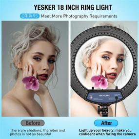 img 1 attached to 📸 Versatile and Adjustable 18 Inch Ring Light with Stand: Yesker Selfie Ring Light Kit for Phone Computer Camera with Wireless Remote Controller - Perfect for Photo Photography, Makeup, and Video Shooting