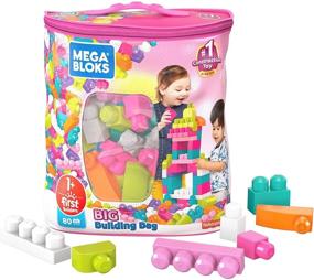 img 4 attached to Mega Bloks First Builders Big Building Bag - 80 Piece Pink Building Toys for Toddlers