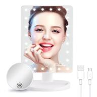 💄 fabuday makeup mirror with lights - 24 led lighted make up mirror, lighting adjustable, dual power supply, touch screen light up mirror - white logo